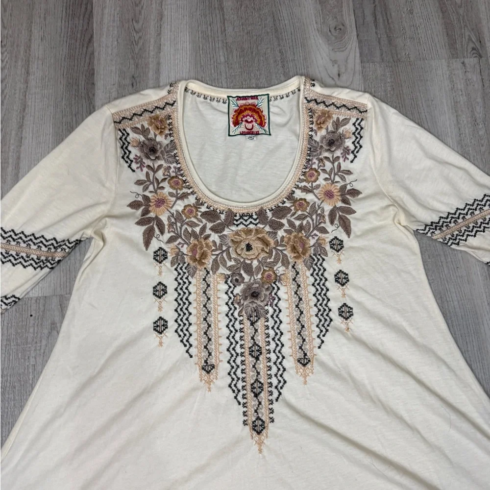 Johnny Was Marushka 3/4 Sleeve Trapeze Tee Top Size XS see Measurements Runs Big - Picture 6 of 15